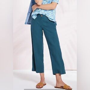 J Jill linen creased Teal Wide-Leg Pants sz m reg